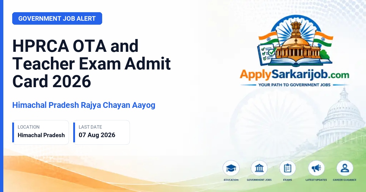 Himachal Pradesh Rajya Chayan Aayog - OTA, Teacher (Fine Arts), Teacher (Psychology) Official Notification Poster & Schedule