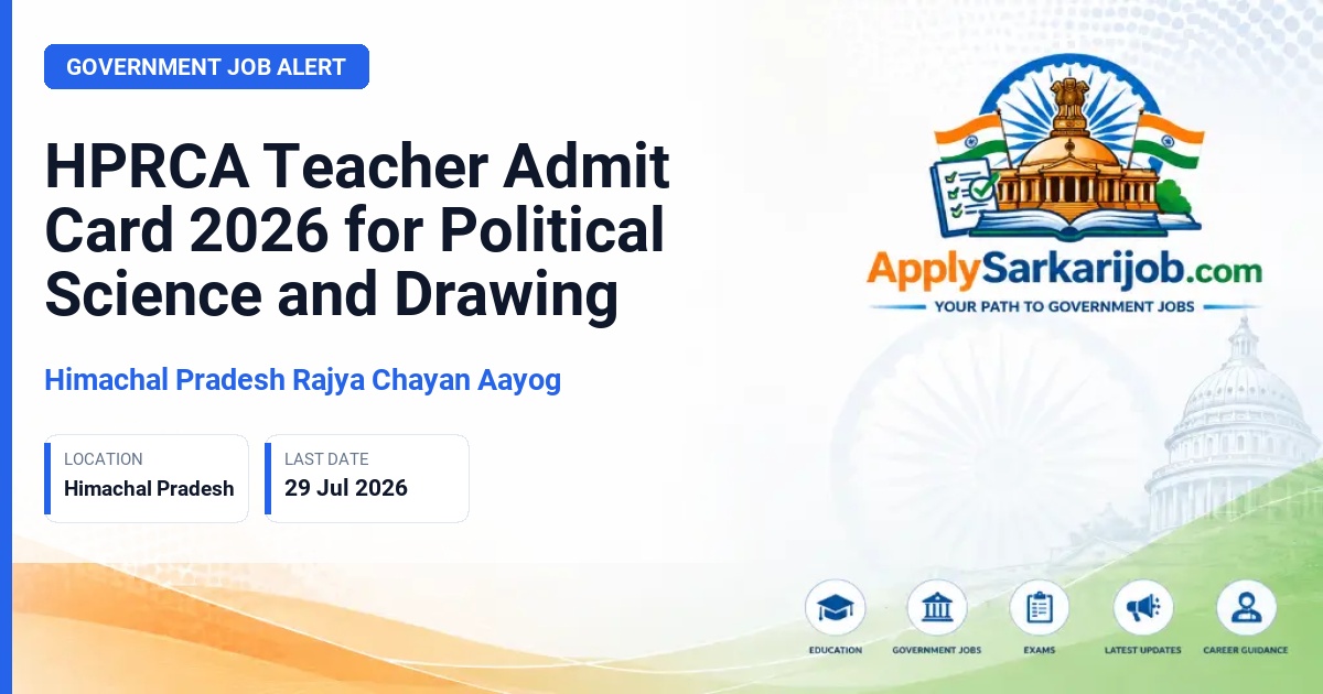 Himachal Pradesh Rajya Chayan Aayog - Teacher (Political Science and Drawing) Official Notification Poster & Schedule