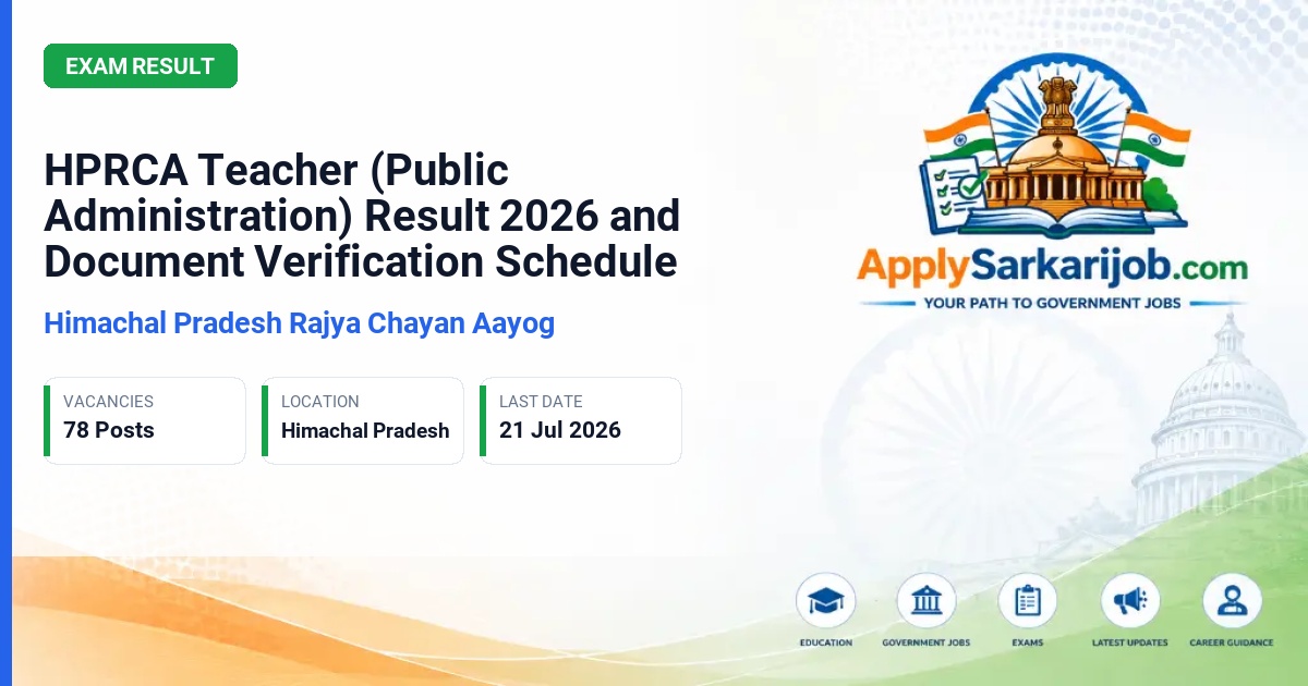 Himachal Pradesh Rajya Chayan Aayog - Teacher (Public Administration) Official Notification Poster & Schedule