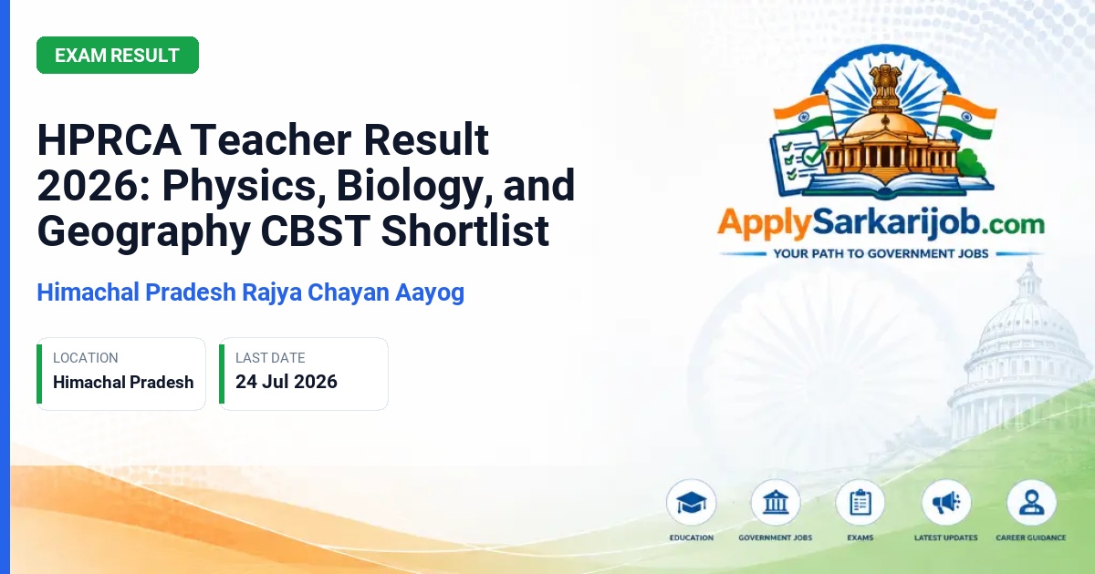 Himachal Pradesh Rajya Chayan Aayog - Teacher (Physics, Biology, Geography) Official Notification Poster & Schedule