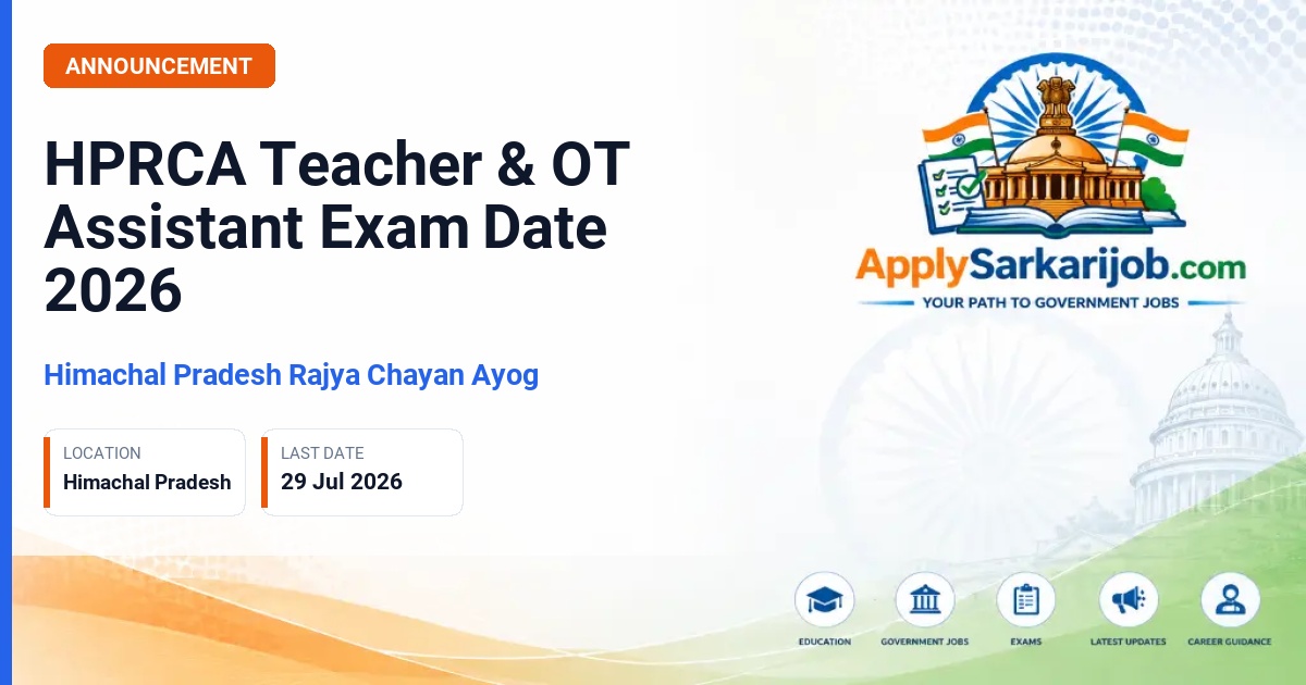 Himachal Pradesh Rajya Chayan Ayog - Teacher (Fine Arts), Teacher (Psychology), OT Assistant Official Notification Poster & Schedule