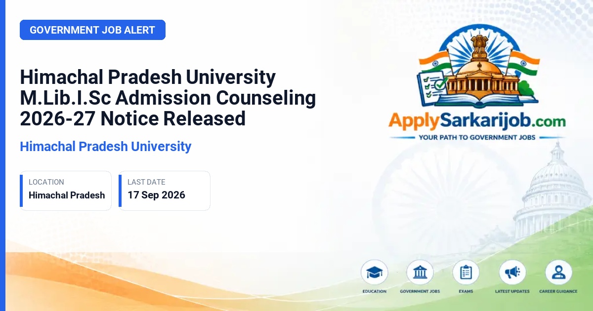 Himachal Pradesh University - Master of Library & Information Science (M.Lib.I.Sc) Official Notification Poster & Schedule