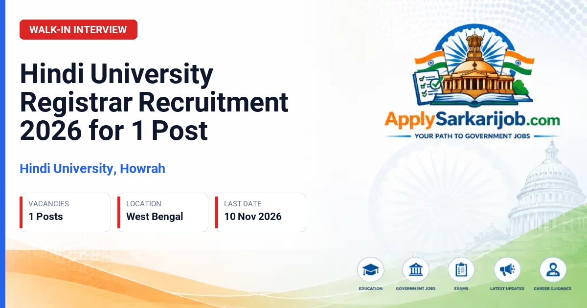 Hindi University, Howrah - Registrar Official Notification Poster & Schedule