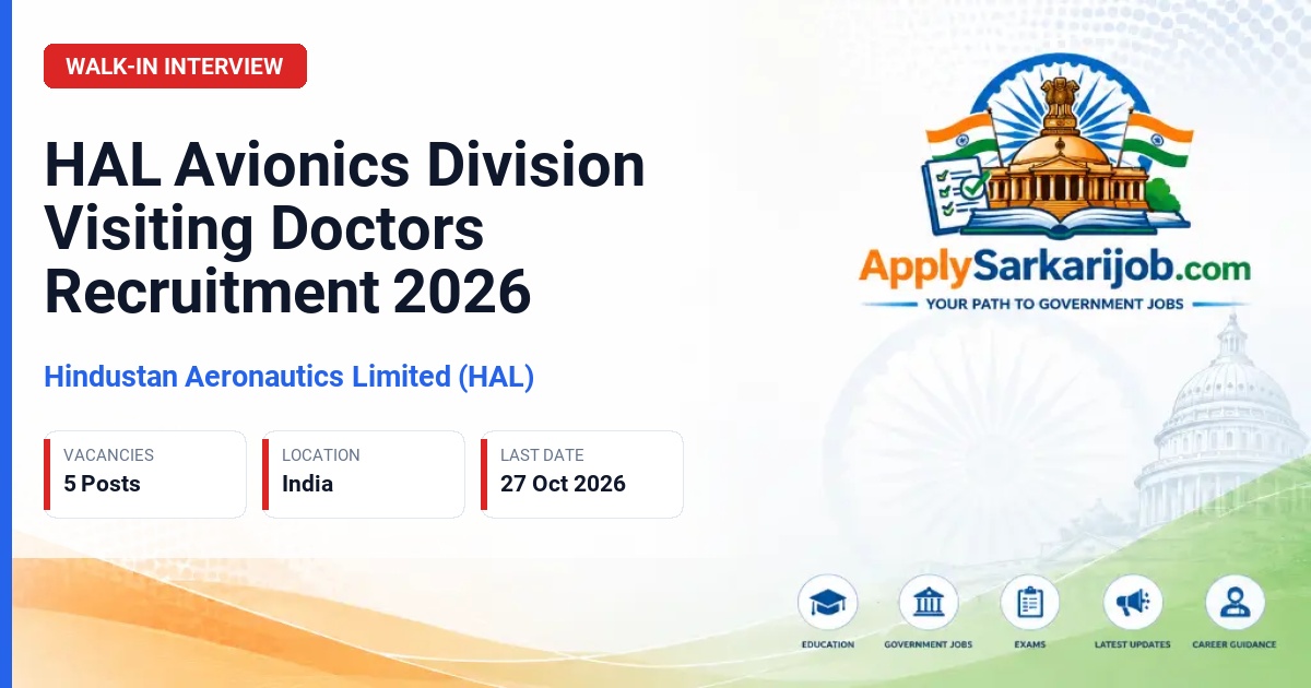 Hindustan Aeronautics Limited (HAL) - Visiting Doctors on Part-time basis Official Notification Poster & Schedule