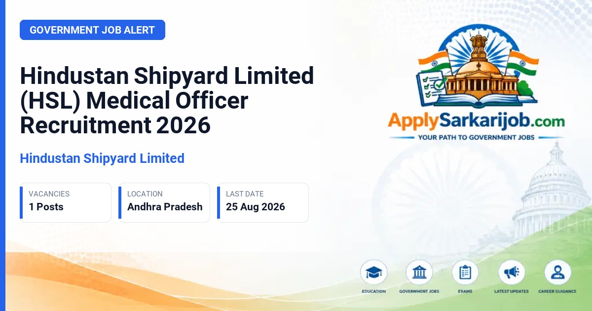 Hindustan Shipyard Limited - Medical Officer Official Notification Poster & Schedule