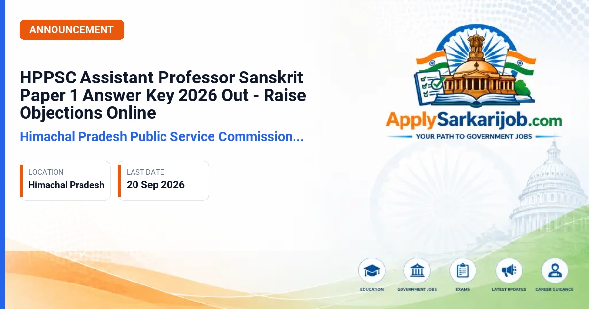 Himachal Pradesh Public Service Commission (HPPSC) - Assistant Professor (College Cadre) Sanskrit Official Notification Poster & Schedule