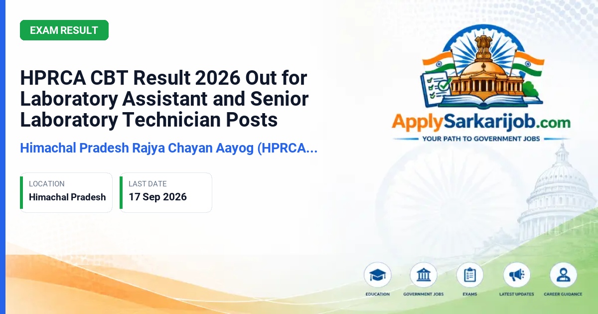 Himachal Pradesh Rajya Chayan Aayog (HPRCA), Hamirpur - Laboratory Assistant (As Trainee) and Senior Laboratory Technician/MLT Gr-II (Job Trainee) Official Notification Poster & Schedule
