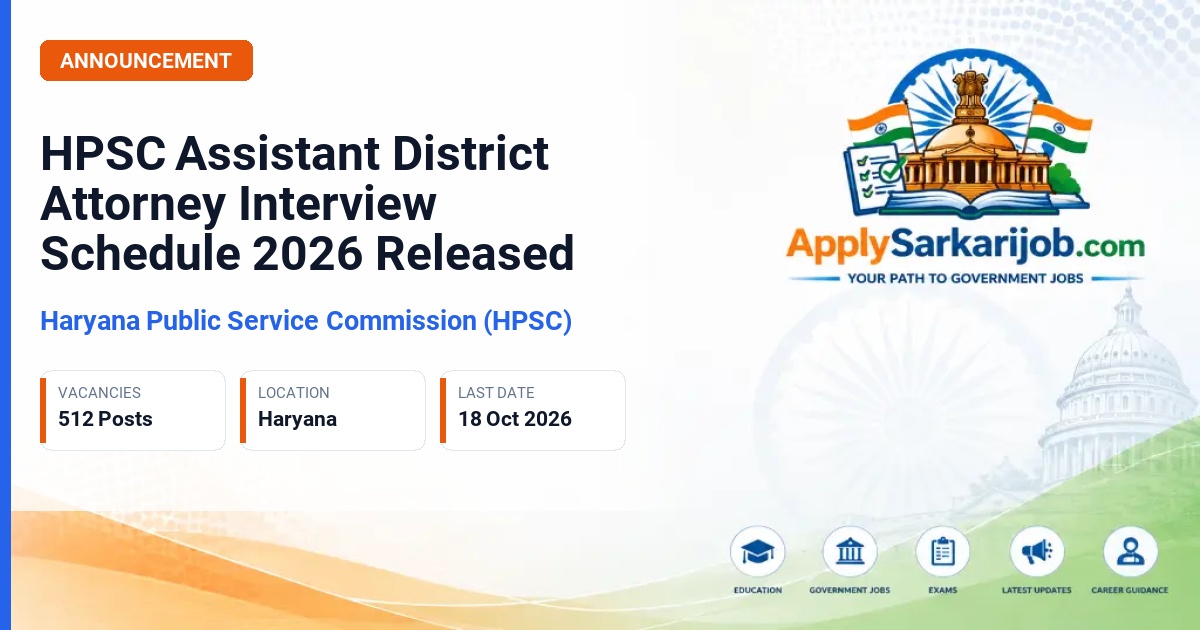 Haryana Public Service Commission (HPSC) - Assistant District Attorney Official Notification Poster & Schedule