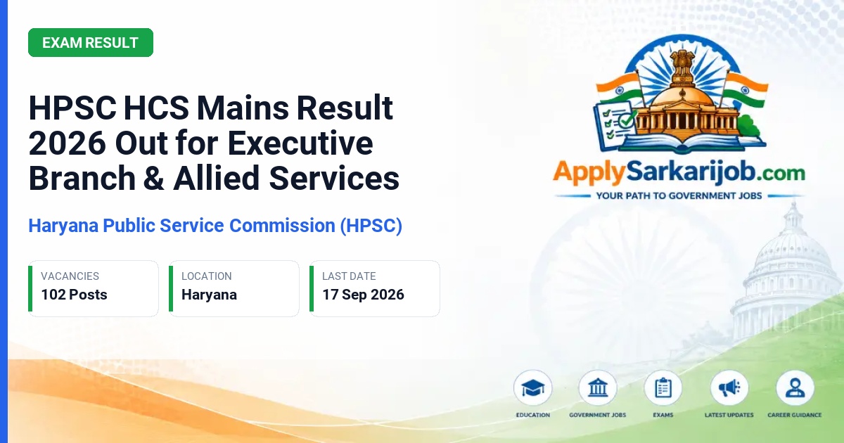 Haryana Public Service Commission (HPSC) - HCS (Executive Branch) & Other Allied Services Examination Official Notification Poster & Schedule