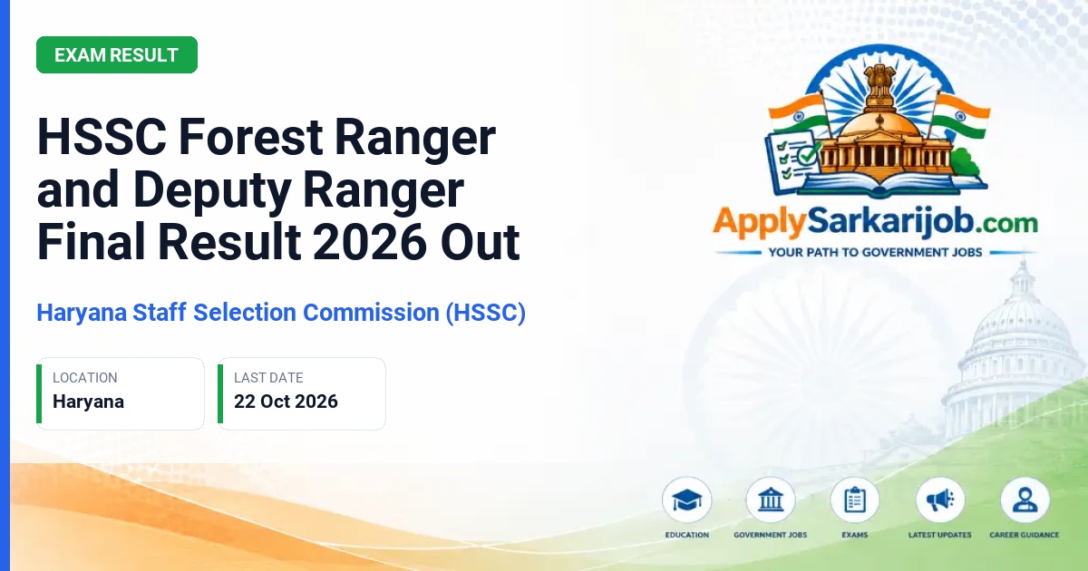 Haryana Staff Selection Commission (HSSC) - Forest Ranger and Deputy Ranger Official Notification Poster & Schedule