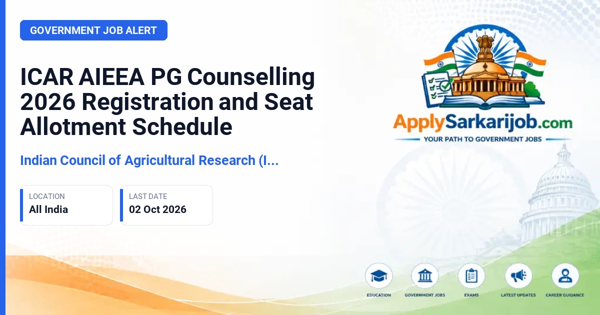Indian Council of Agricultural Research (ICAR) - AIEEA PG Counselling 2026 Official Notification Poster & Schedule