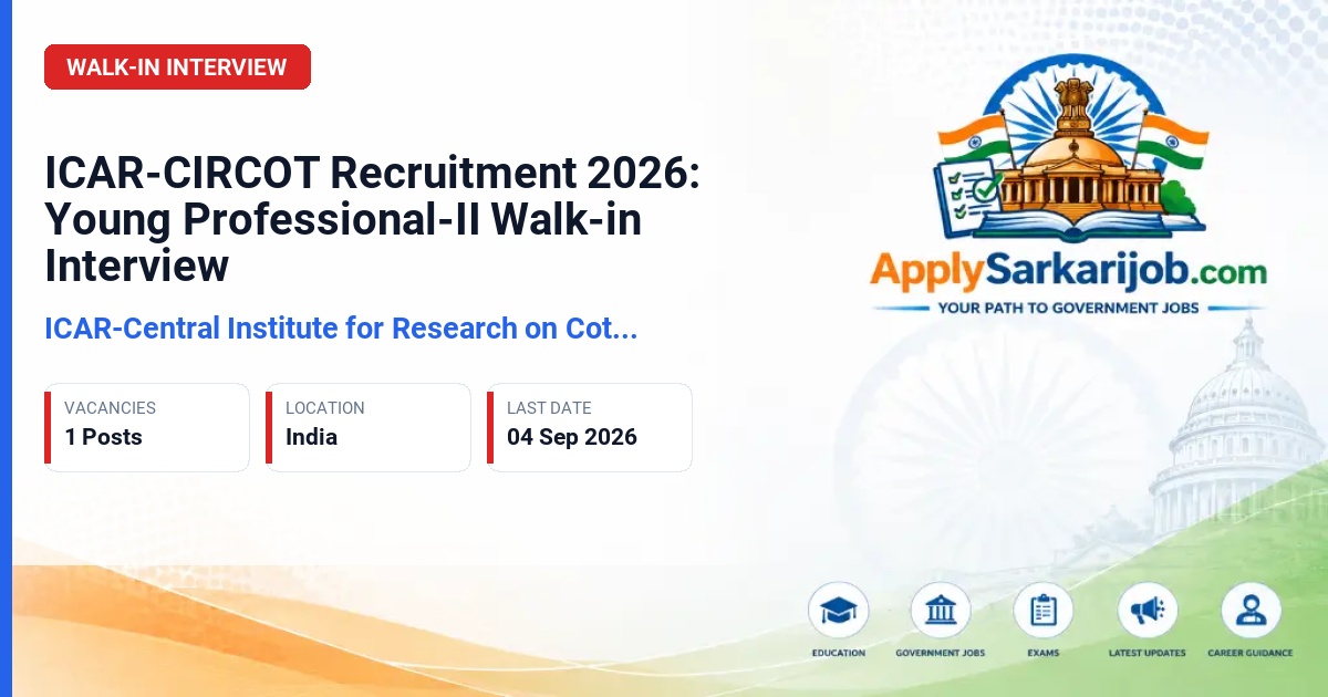 ICAR-Central Institute for Research on Cotton Technology - Young Professional-II (YP-II) Official Notification Poster & Schedule