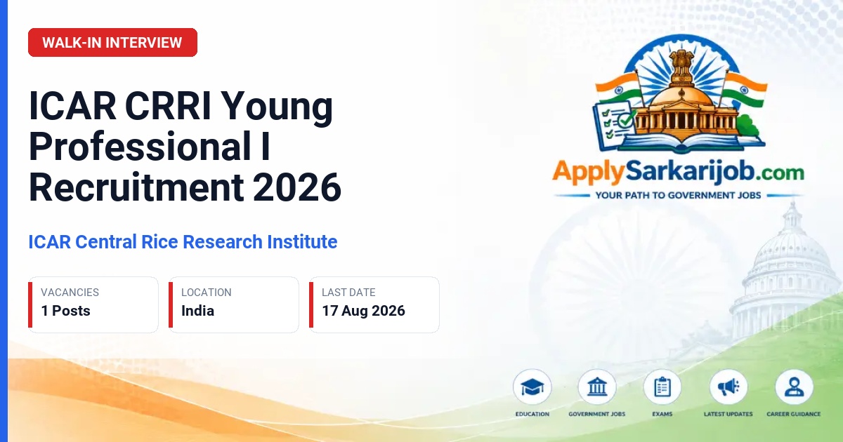 ICAR Central Rice Research Institute - Young Professional I Official Notification Poster & Schedule