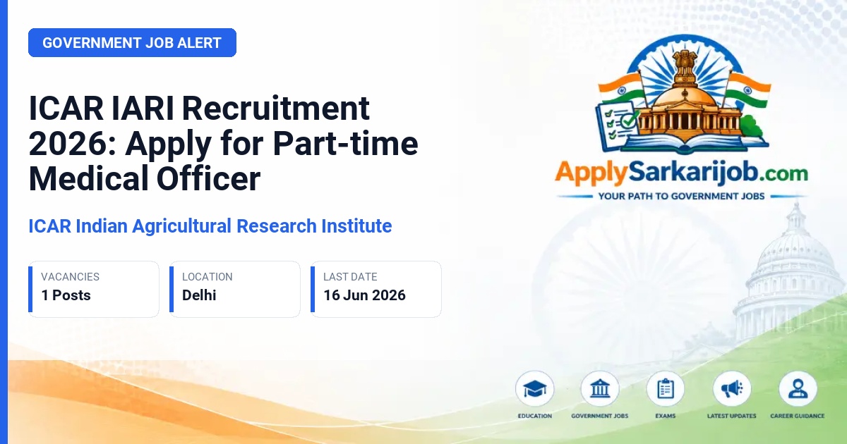 ICAR Indian Agricultural Research Institute - Part-time Medical Officer Official Notification Poster & Schedule