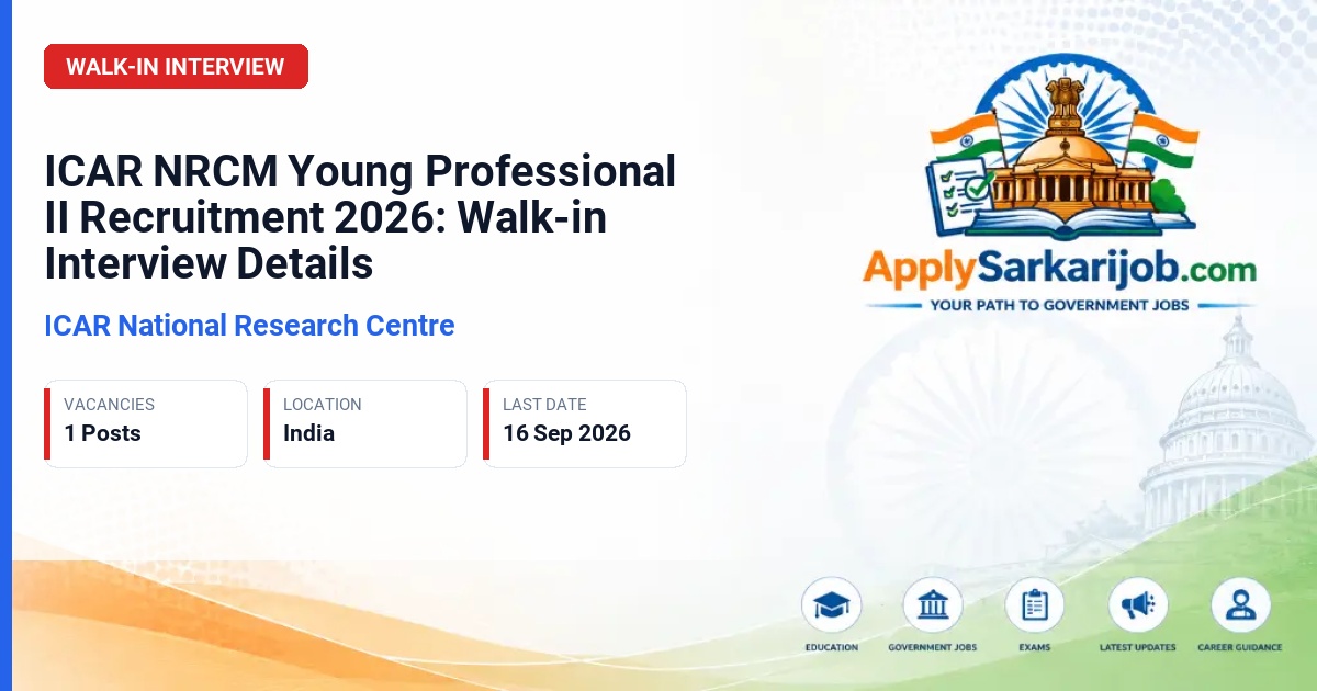 ICAR National Research Centre - Young Professional II (YP II) Official Notification Poster & Schedule
