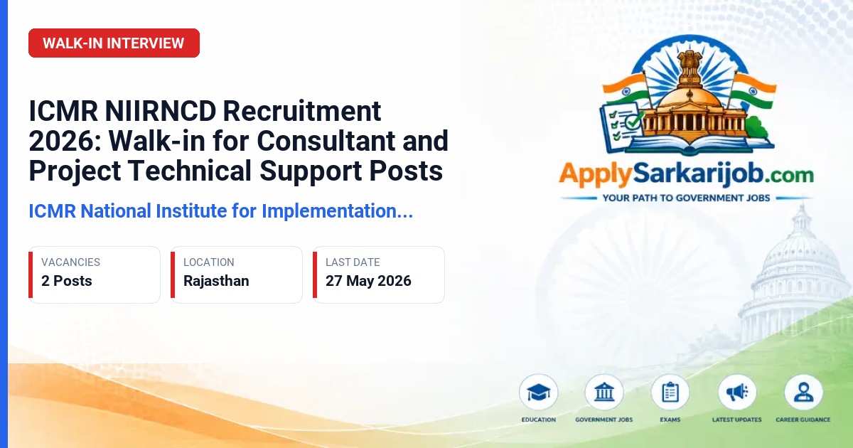 ICMR - National Institute of Health Research - Consultant (Scientific Medical/Non-Medical), Project Technical Support - III Official Notification Poster & Schedule