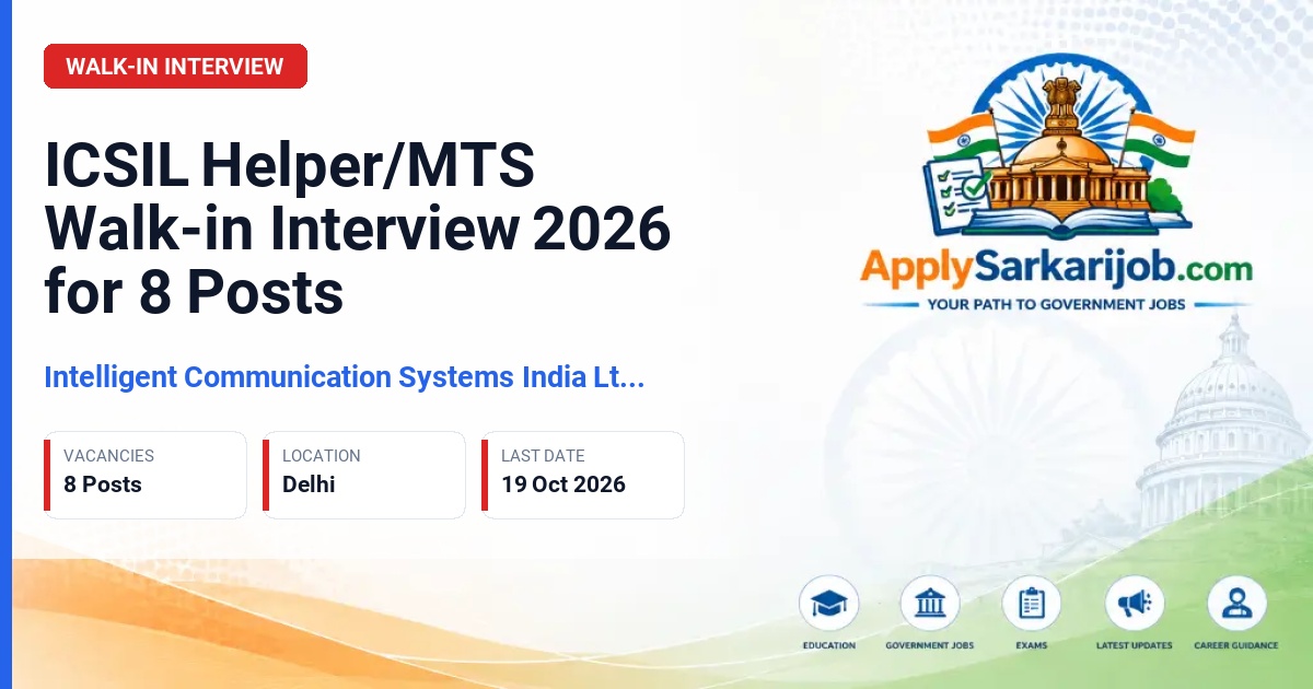Intelligent Communication Systems India Ltd. (ICSIL) - Helper/MTS Official Notification Poster & Schedule