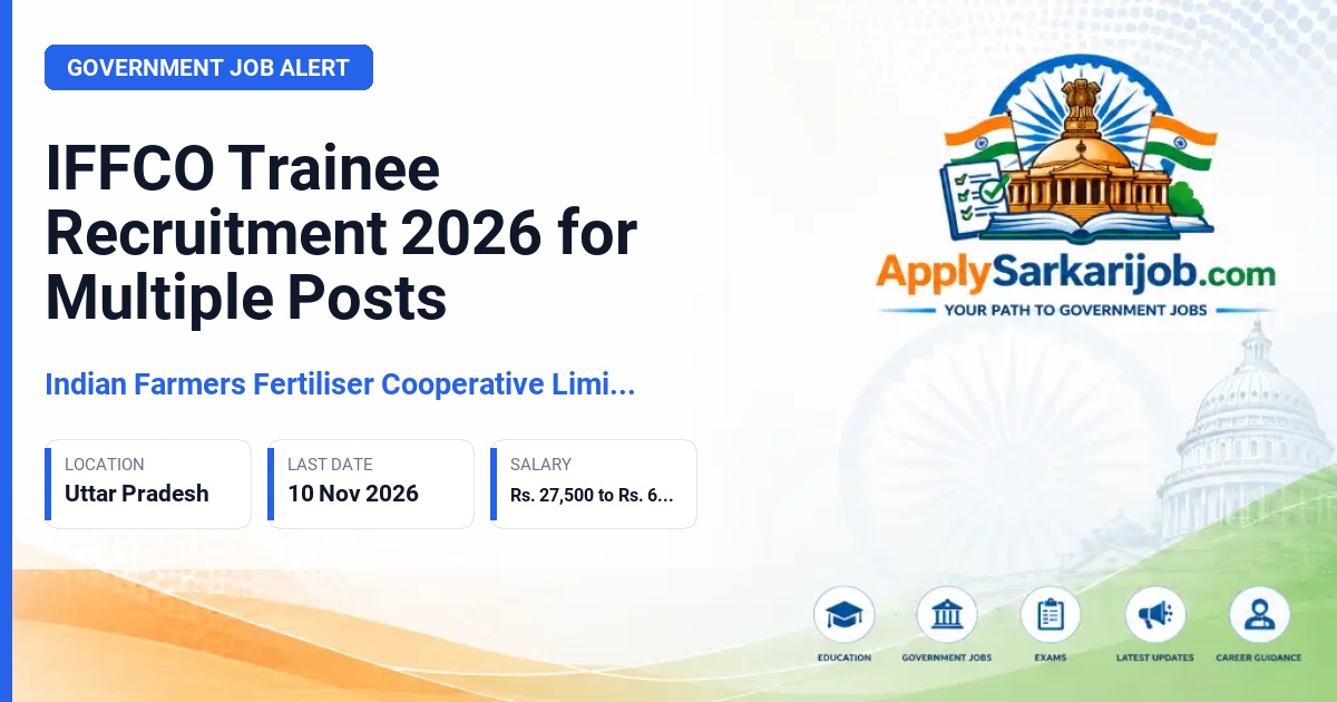 Indian Farmers Fertiliser Cooperative Limited (IFFCO) - Trainee, Junior Steno & More Official Notification Poster & Schedule