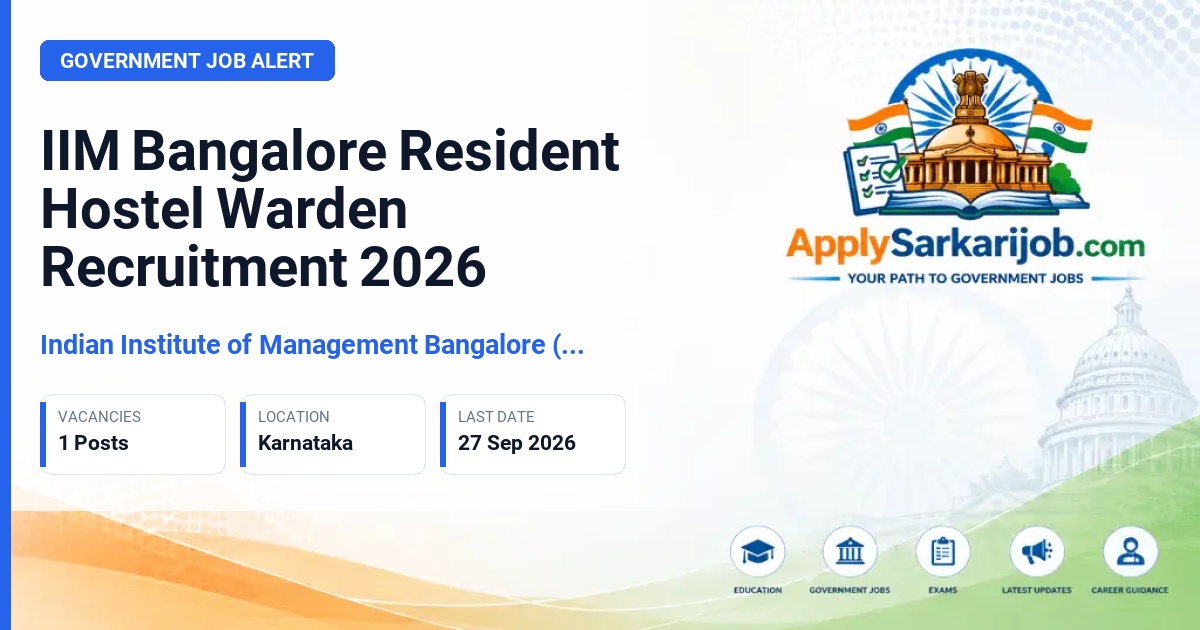 Indian Institute of Management Bangalore (IIMB) - Resident Hostel Warden Official Notification Poster & Schedule