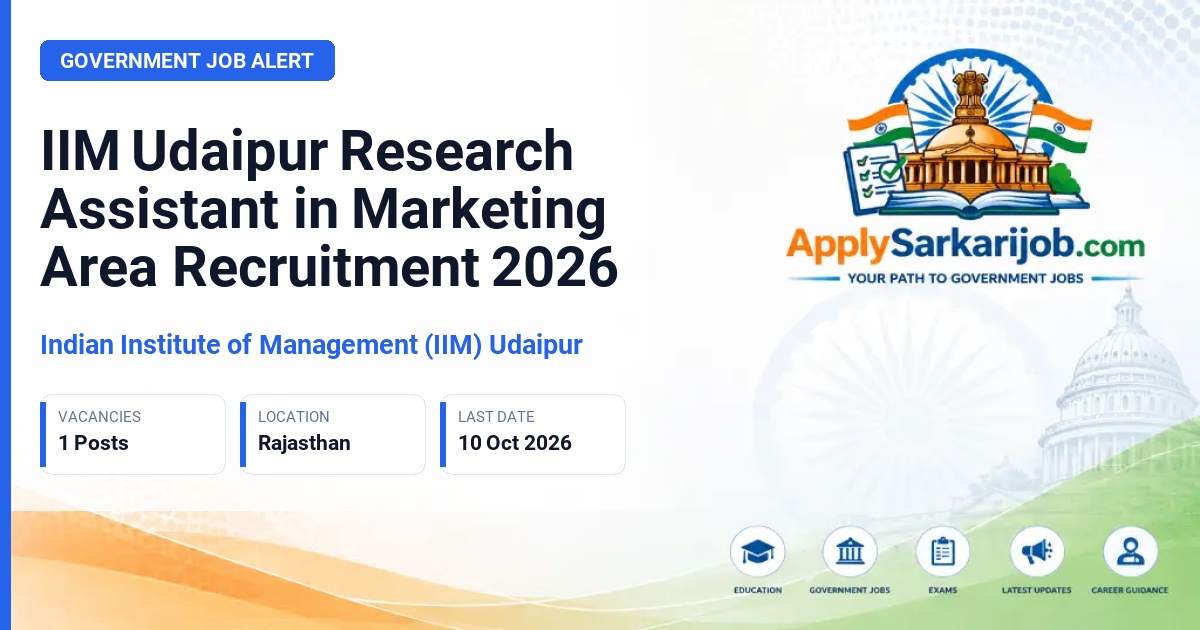 Indian Institute of Management (IIM) Udaipur - Research Assistant in Marketing Area (Focused on Qualitative Methods) Official Notification Poster & Schedule