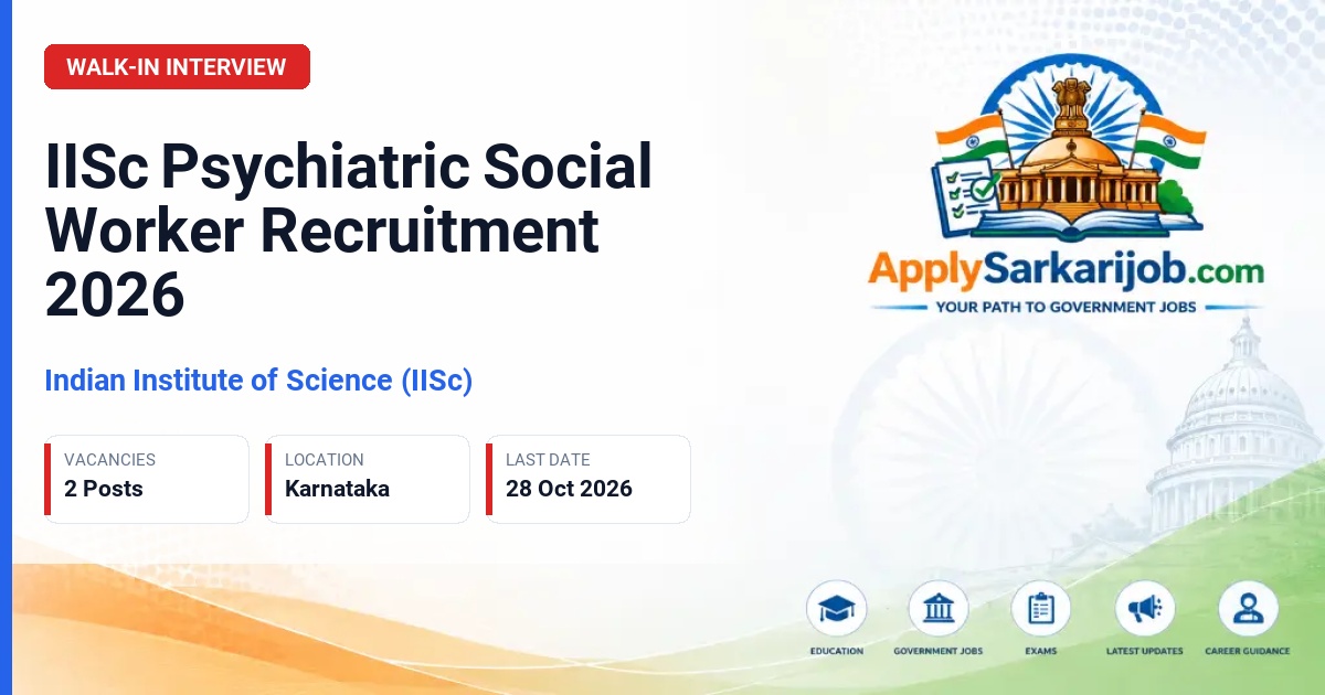 Indian Institute of Science (IISc) - Psychiatric Social Worker Official Notification Poster & Schedule