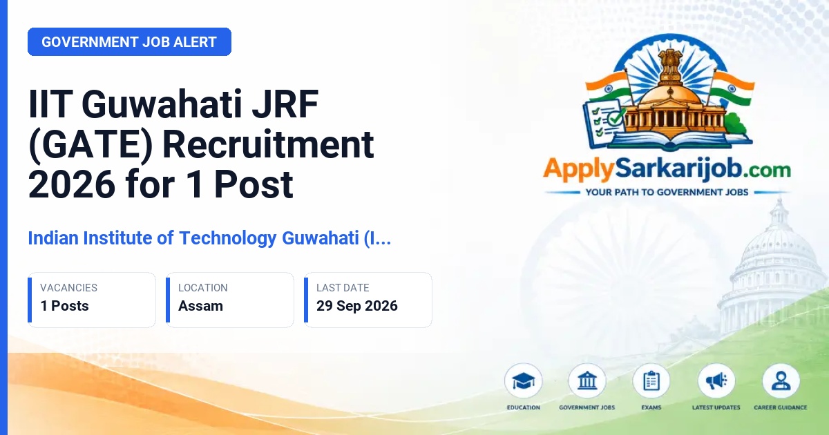 Indian Institute of Technology Guwahati (IIT Guwahati) - JRF (GATE) Official Notification Poster & Schedule