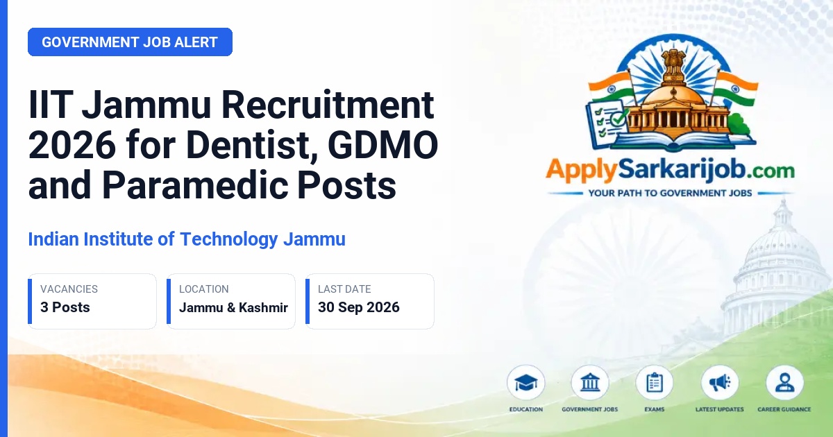 Indian Institute of Technology Jammu - Dentist, General Duty Medical Officer (GDMO), Paramedic Official Notification Poster & Schedule