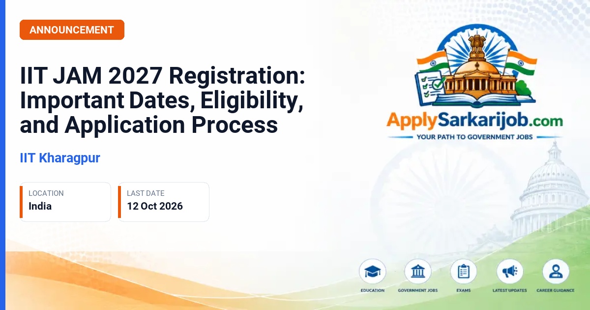 IIT Kharagpur - Joint Admission Test for Masters (JAM) 2027 Official Notification Poster & Schedule