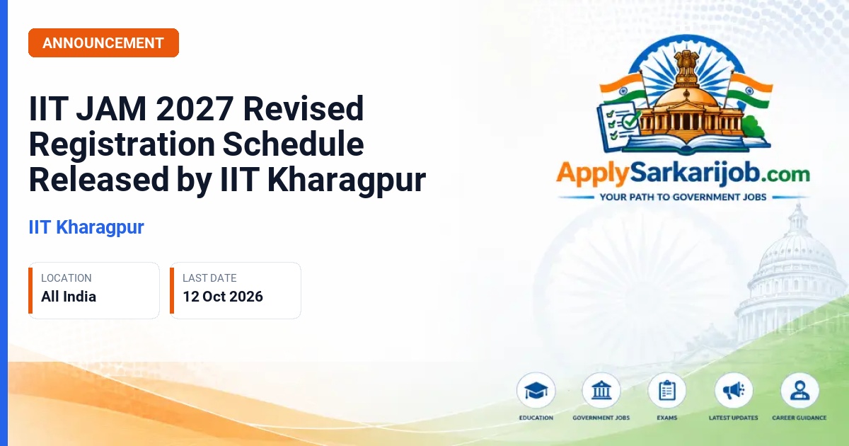 IIT Kharagpur - Joint Admission Test for Masters (JAM 2027) Official Notification Poster & Schedule
