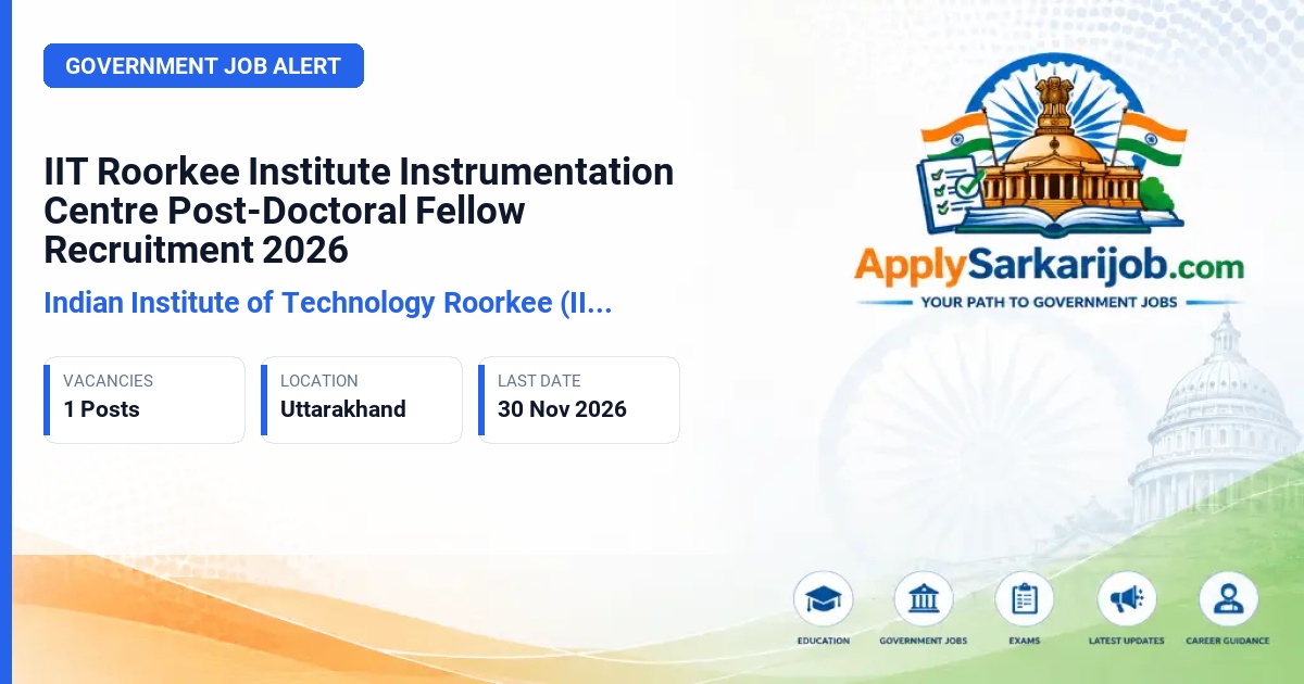 Indian Institute of Technology Roorkee (IIT Roorkee) - Post-Doctoral Fellow (PDF) Official Notification Poster & Schedule