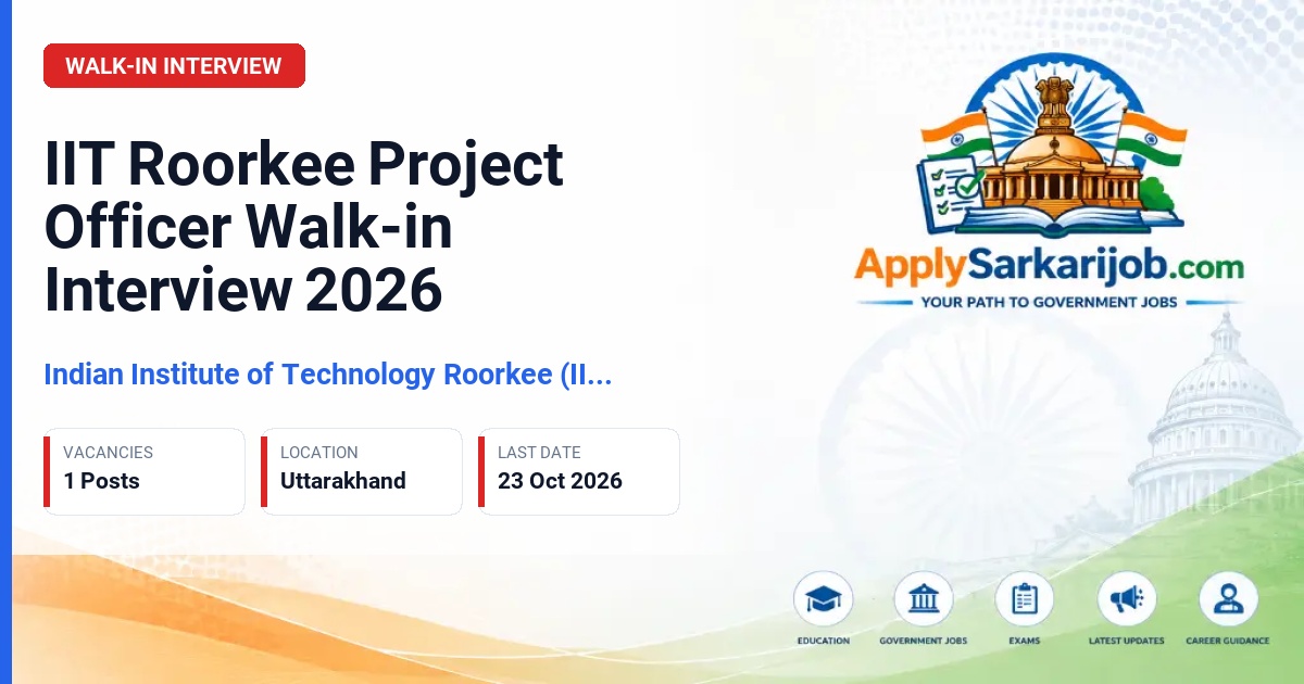 Indian Institute of Technology Roorkee (IIT Roorkee) - Project Officer Official Notification Poster & Schedule