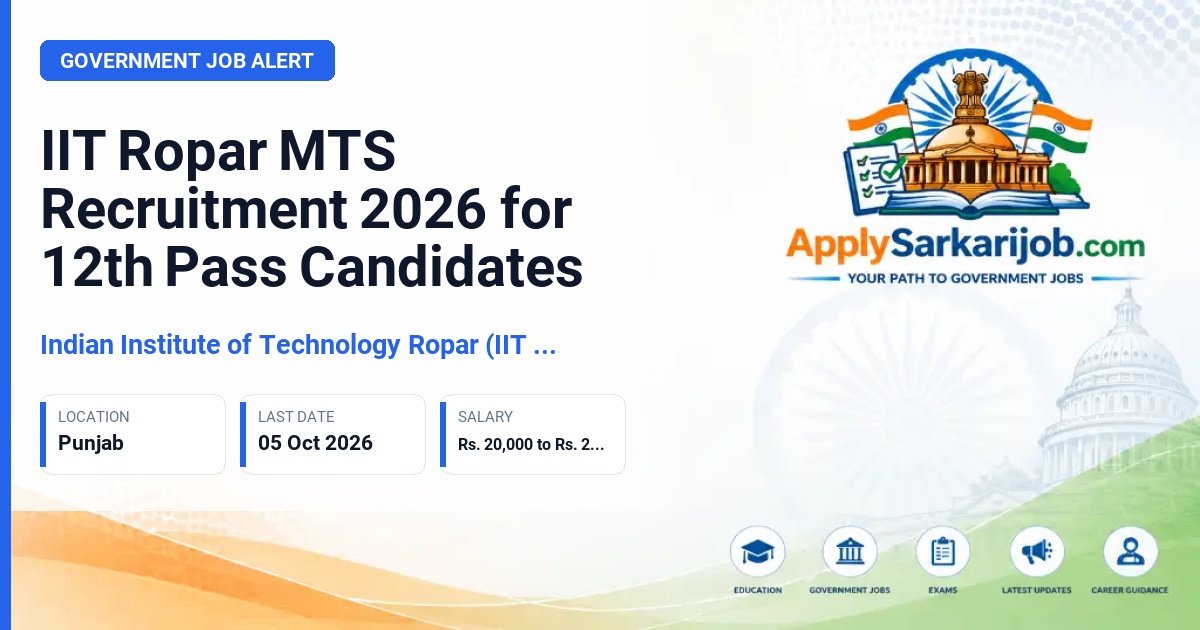 Indian Institute of Technology Ropar (IIT Ropar) - Multi-Tasking Staff (MTS) Official Notification Poster & Schedule