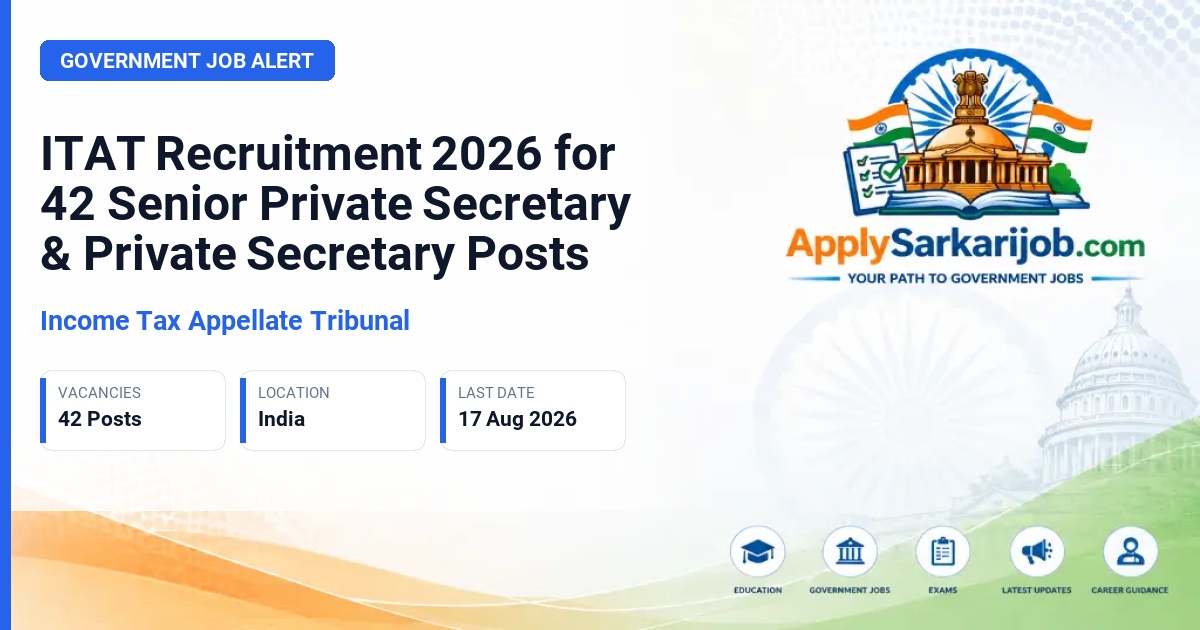 Income Tax Appellate Tribunal - Senior Private Secretary & Private Secretary Official Notification Poster & Schedule