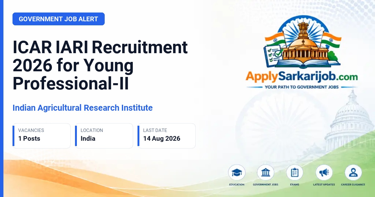 Indian Agricultural Research Institute - Young Professional-II Official Notification Poster & Schedule