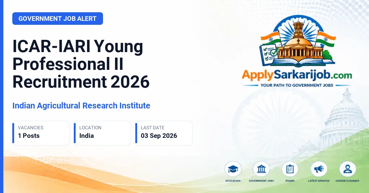 Indian Agricultural Research Institute - Young Professional II Official Notification Poster & Schedule
