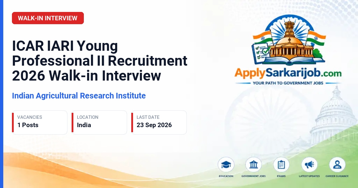 Indian Agricultural Research Institute - Young Professional (II) Official Notification Poster & Schedule