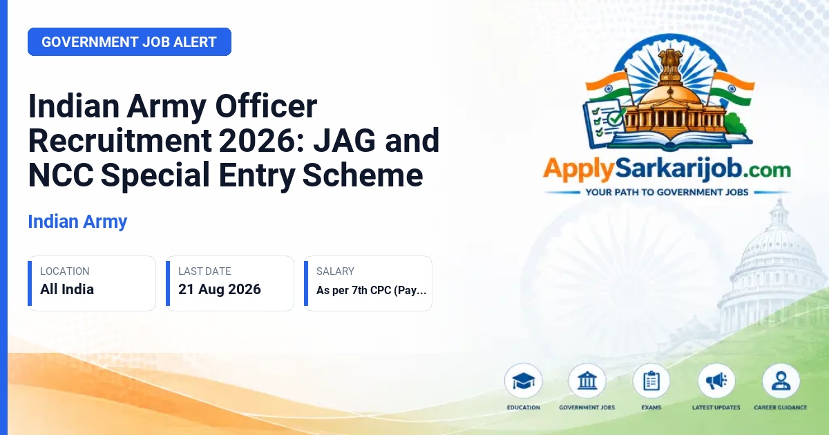 Indian Army - Short Service Commission Officer (JAG & NCC Entry) Official Notification Poster & Schedule