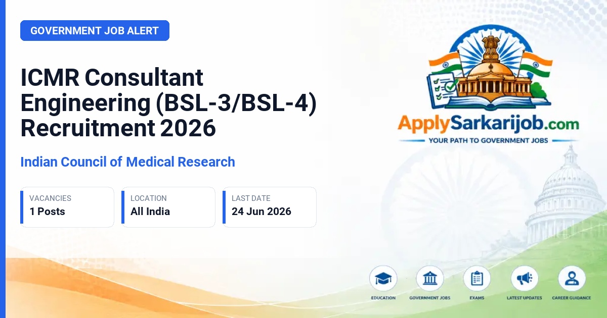 Indian Council of Medical Research - Consultant (Engineering- BSL-3/BSL-4) Official Notification Poster & Schedule