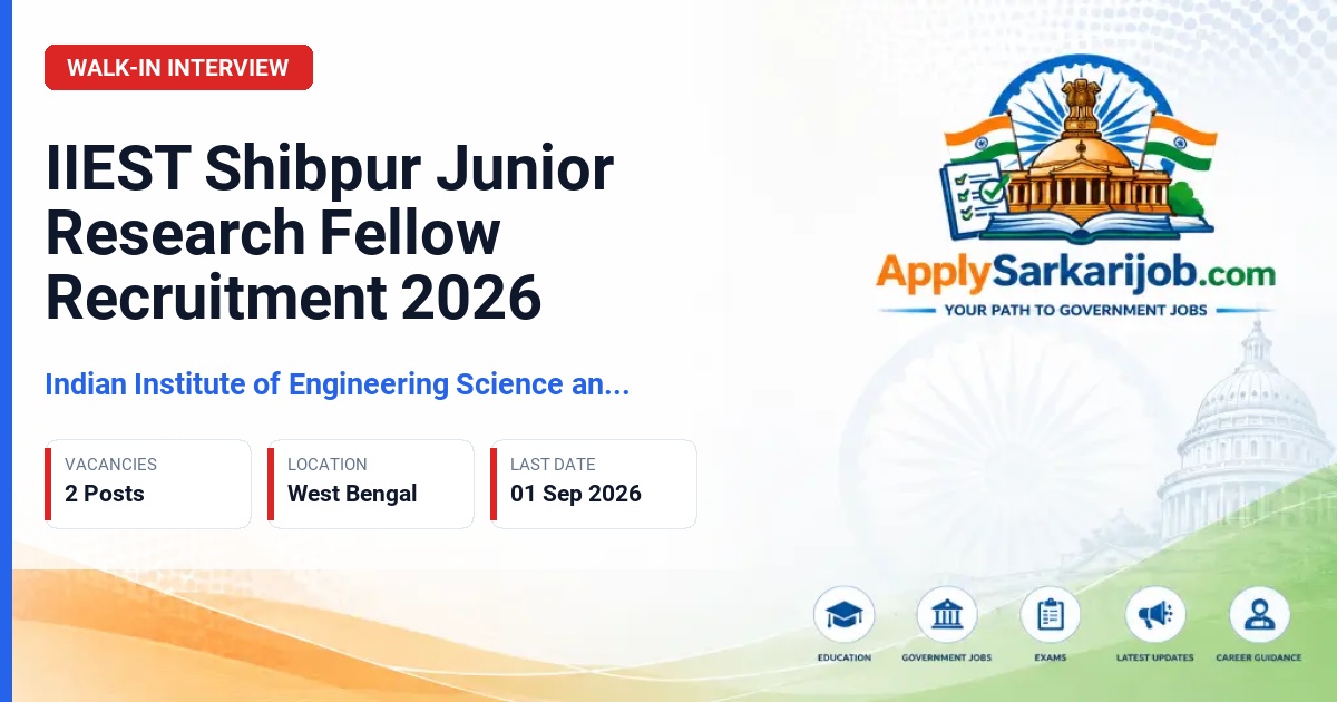 Indian Institute of Engineering Science and Technology Shibpur - Junior Research Fellow Official Notification Poster & Schedule