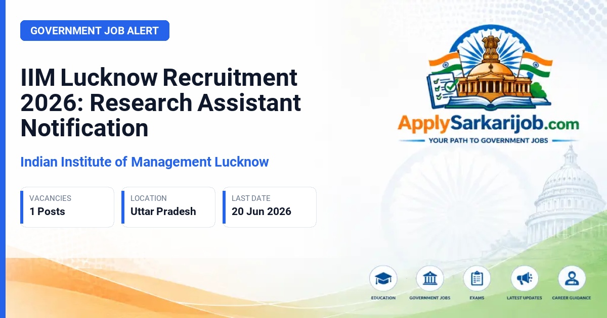 Indian Institute of Management (IIM) Lucknow - Research Assistant Official Notification Poster & Schedule
