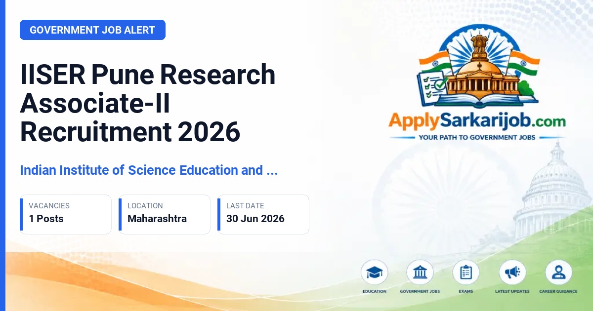 Indian Institute of Science Education and Research (IISER Pune) - Research Associate-II Official Notification Poster & Schedule