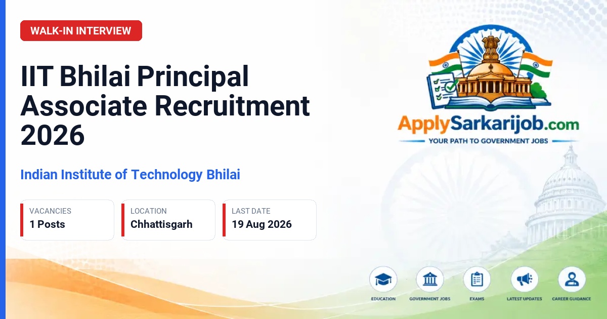 Indian Institute of Technology Bhilai - Principal Associate Official Notification Poster & Schedule