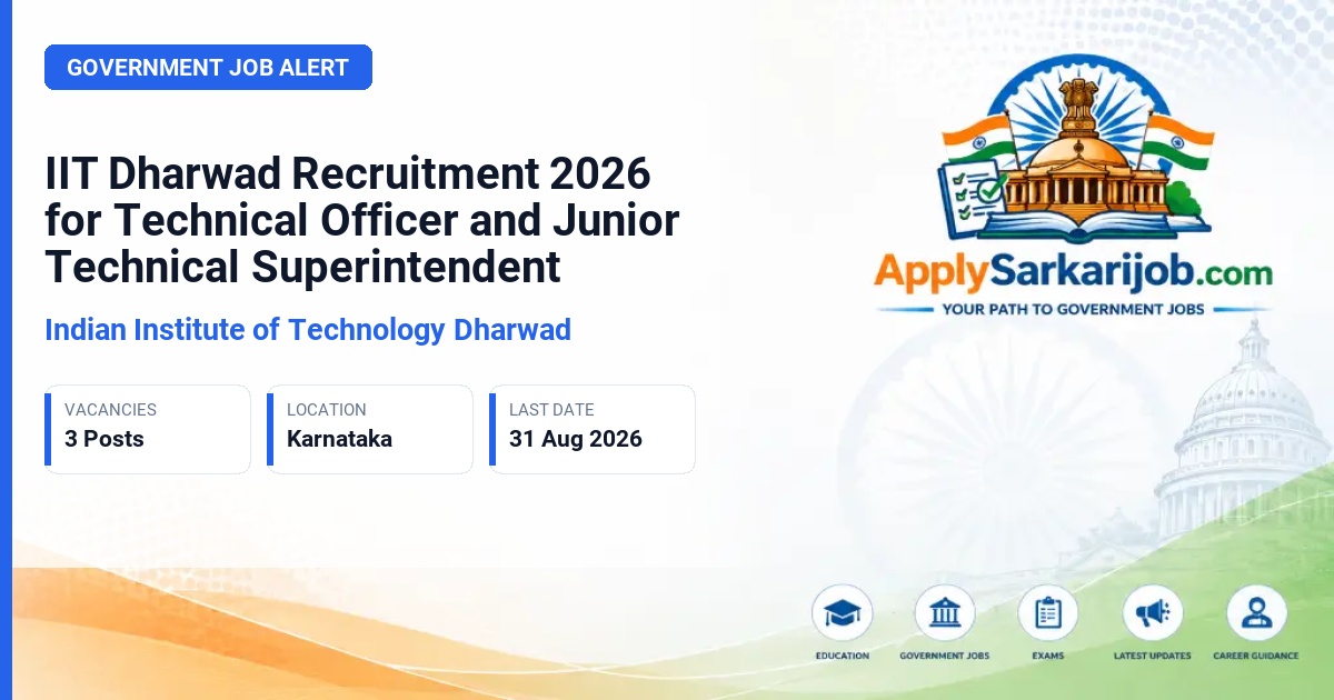 Indian Institute of Technology Dharwad - Technical Officer, Junior Technical Superintendent Official Notification Poster & Schedule