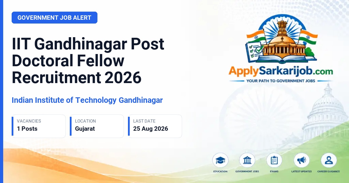 Indian Institute of Technology Gandhinagar - Post Doctoral Fellow Official Notification Poster & Schedule