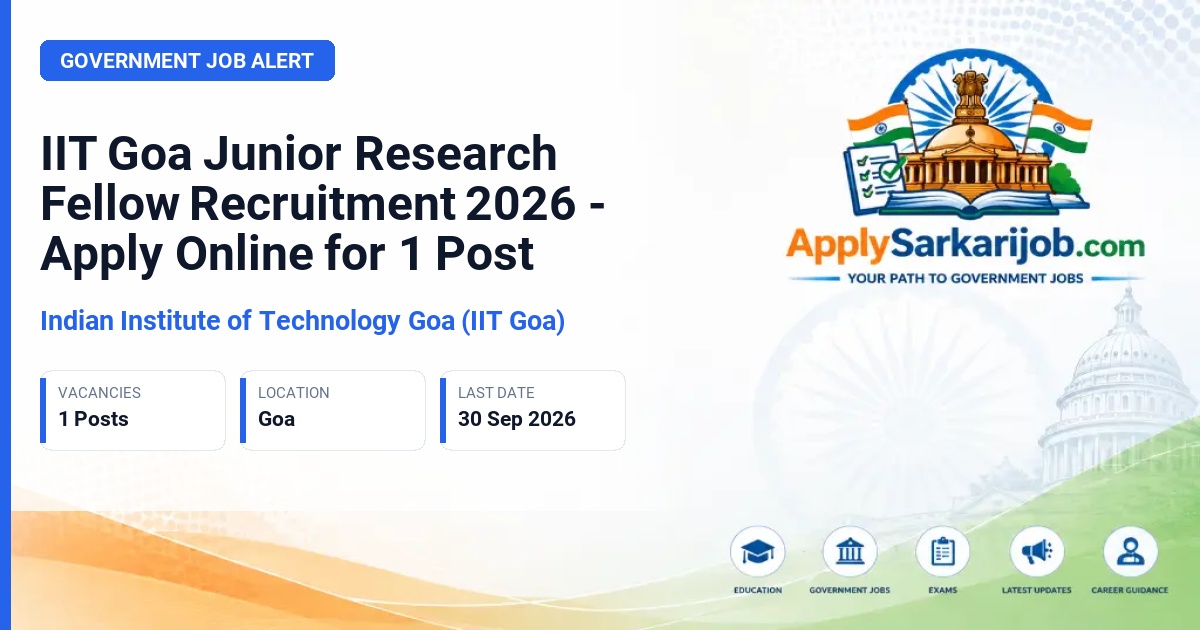 Indian Institute of Technology Goa (IIT Goa) - Junior Research Fellow Official Notification Poster & Schedule