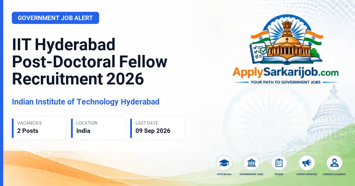 Indian Institute of Technology Hyderabad - Post-Doctoral Fellow Official Notification Poster & Schedule