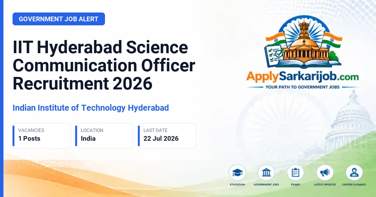 Indian Institute of Technology Hyderabad (IIT Hyderabad) - Science Communication Officer Official Notification Poster & Schedule