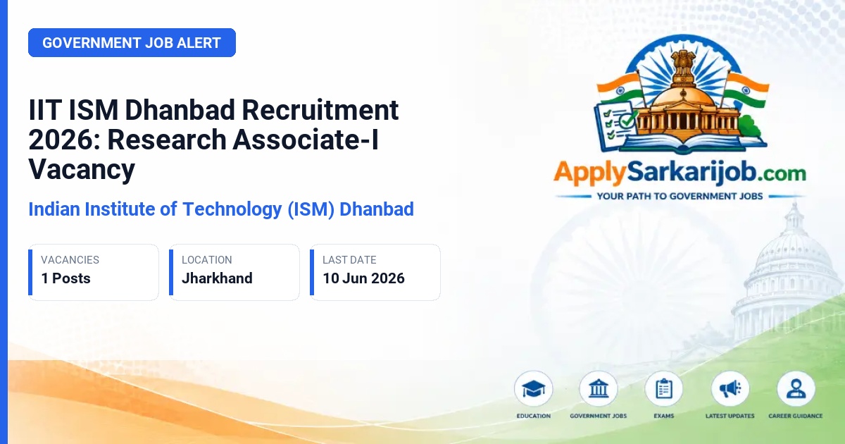 Indian Institute of Technology (ISM) Dhanbad - Research Associate-I Official Notification Poster & Schedule