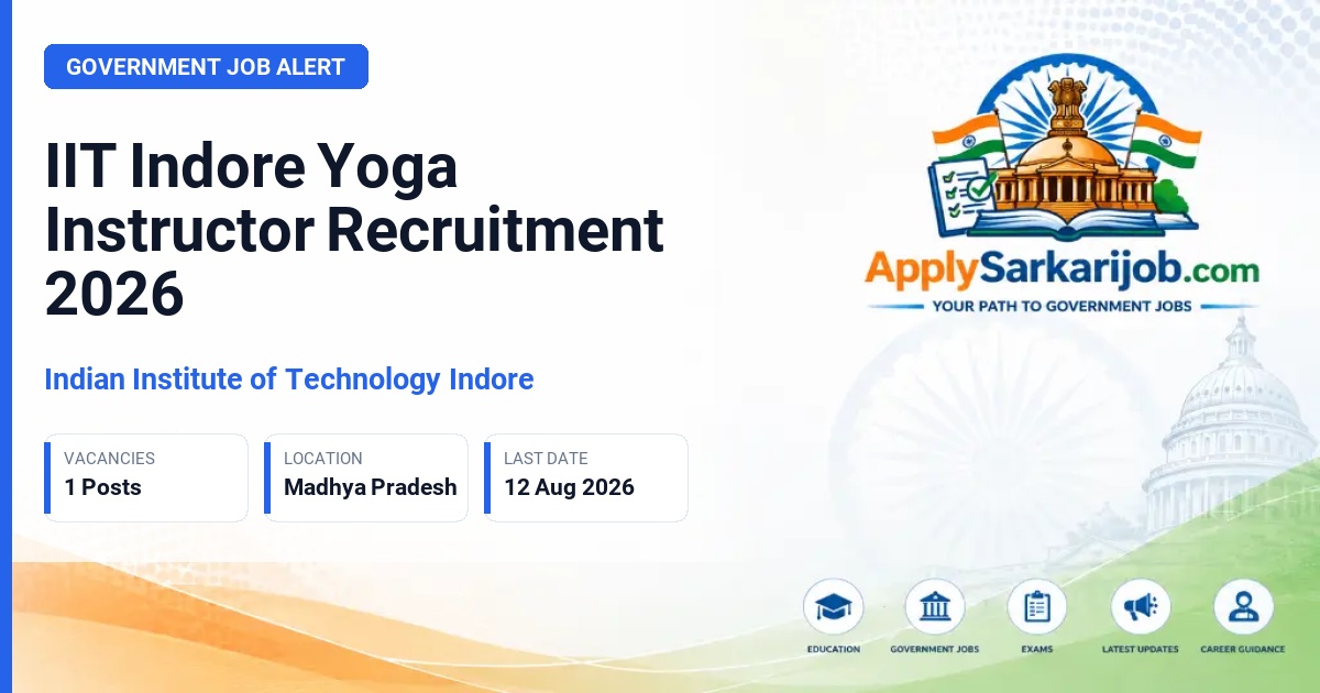 Indian Institute of Technology Indore - Yoga Instructor / Coach Official Notification Poster & Schedule