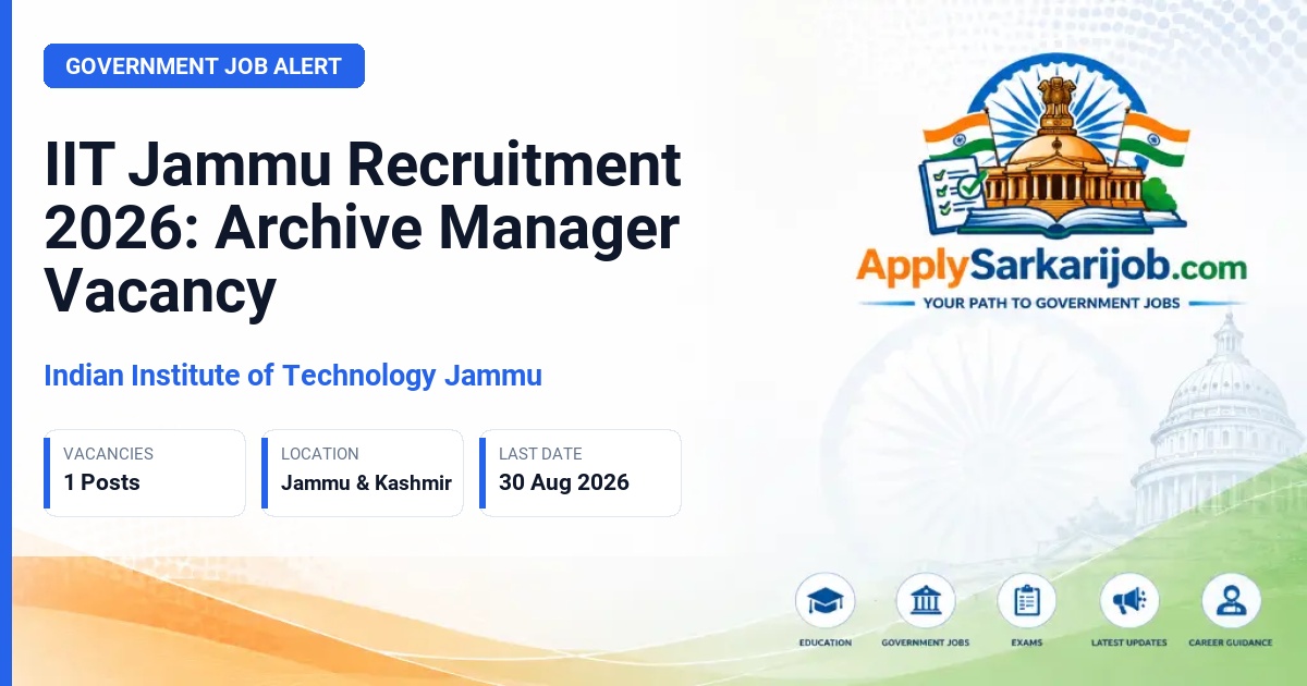 Indian Institute of Technology Jammu - Archive Manager Official Notification Poster & Schedule